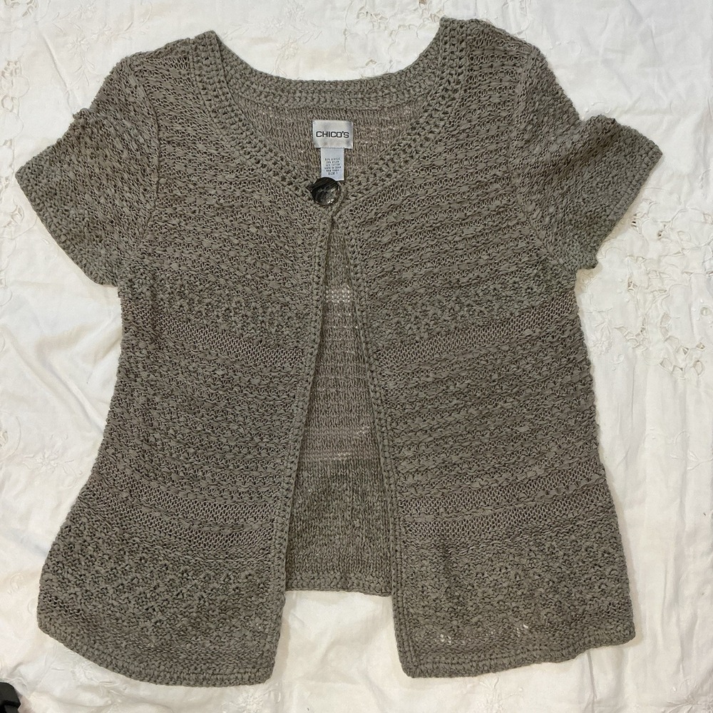 Chico's Single Button open Knit Cardigan Size 1 Cottagecore Primitive